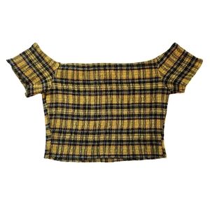 Hot Topic Plaid Off-Shoulder Crop Top